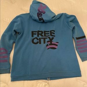 Free city hoodie zip up blue
